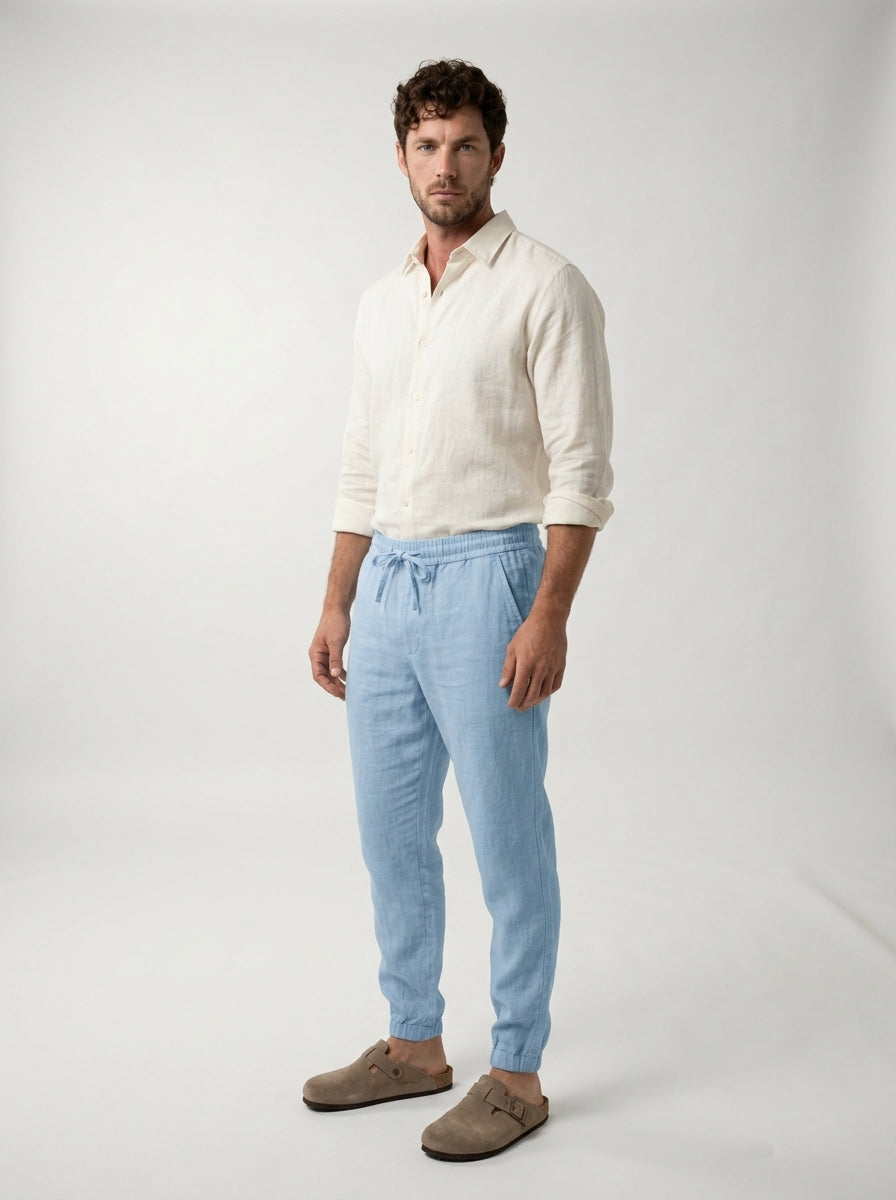 Fintan | Soft Touch Linen Look Joggers