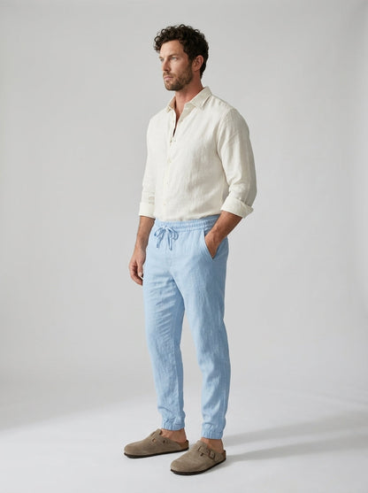 Fintan | Soft Touch Linen Look Joggers