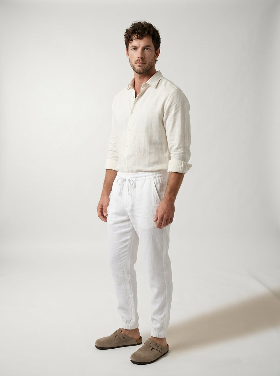 Fintan | Soft Touch Linen Look Joggers
