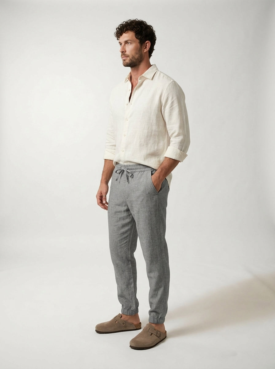 Fintan | Soft Touch Linen Look Joggers