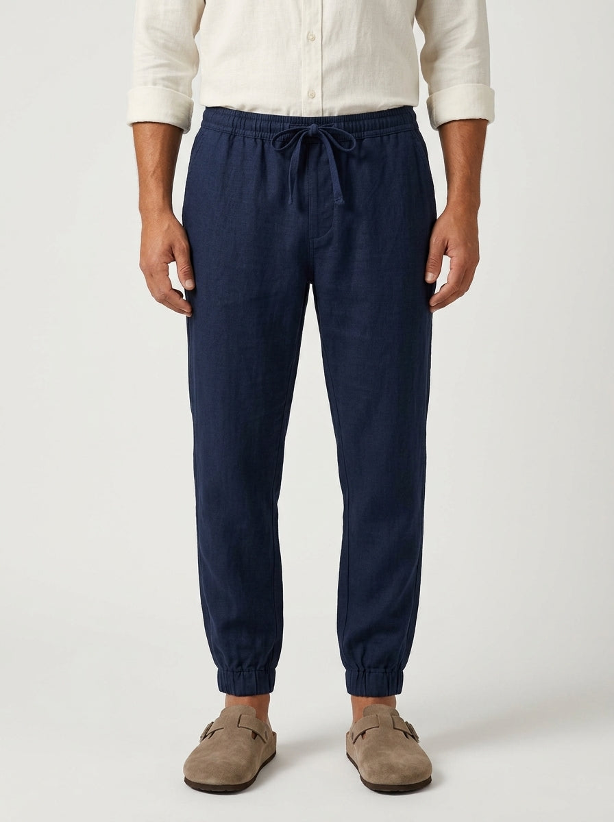 Fintan | Soft Touch Linen Look Joggers