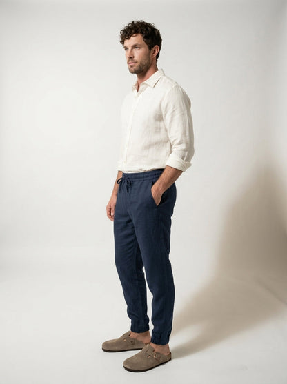 Fintan | Soft Touch Linen Look Joggers