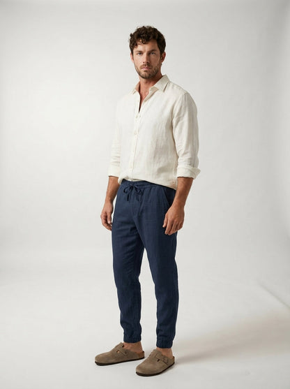 Fintan | Soft Touch Linen Look Joggers