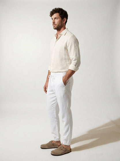 Fintan | Soft Touch Linen Look Joggers