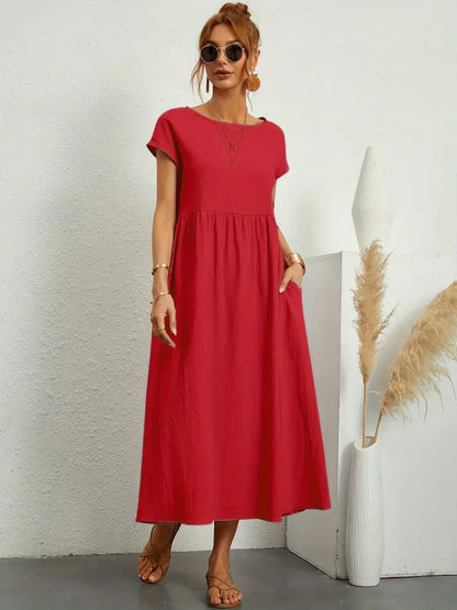 Adelaide | Short Sleeve A Line Maxi Dress