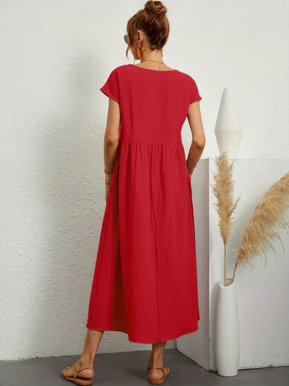 Adelaide | Short Sleeve A Line Maxi Dress