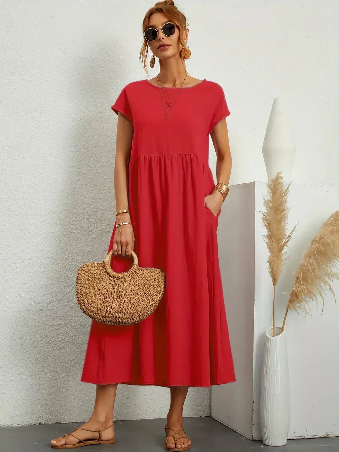 Adelaide | Short Sleeve A Line Maxi Dress