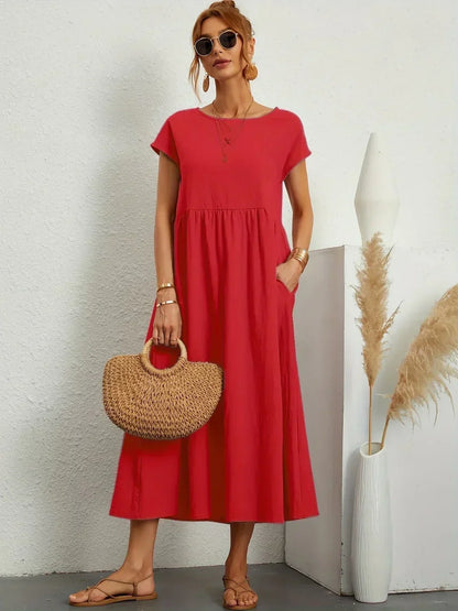 Adelaide | Short Sleeve A Line Maxi Dress