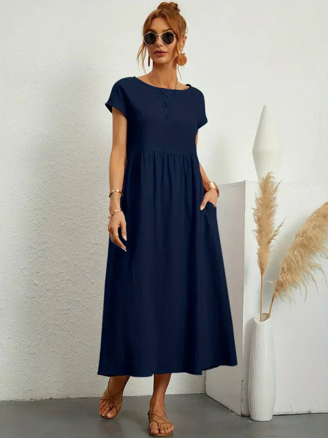 Adelaide | Short Sleeve A Line Maxi Dress
