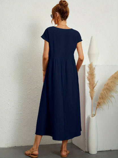 Adelaide | Short Sleeve A Line Maxi Dress