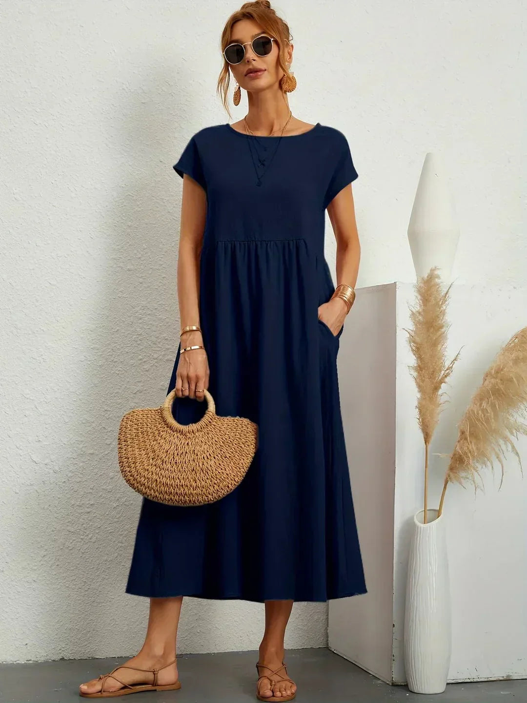 Adelaide | Short Sleeve A Line Maxi Dress