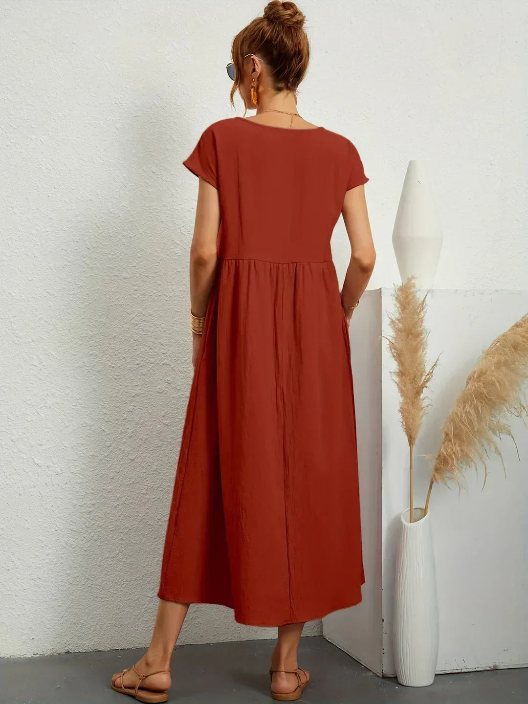 Adelaide | Short Sleeve A Line Maxi Dress