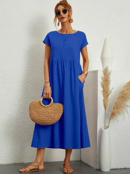 Adelaide | Short Sleeve A Line Maxi Dress