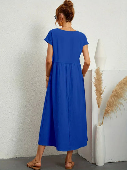 Adelaide | Short Sleeve A Line Maxi Dress