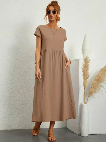 Adelaide | Short Sleeve A Line Maxi Dress