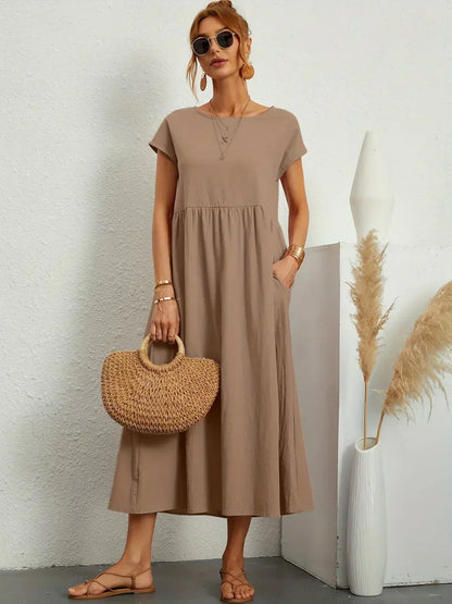 Adelaide | Short Sleeve A Line Maxi Dress
