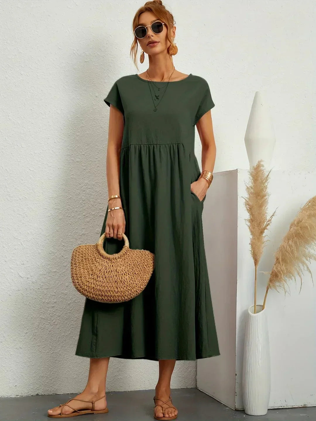 Adelaide | Short Sleeve A Line Maxi Dress