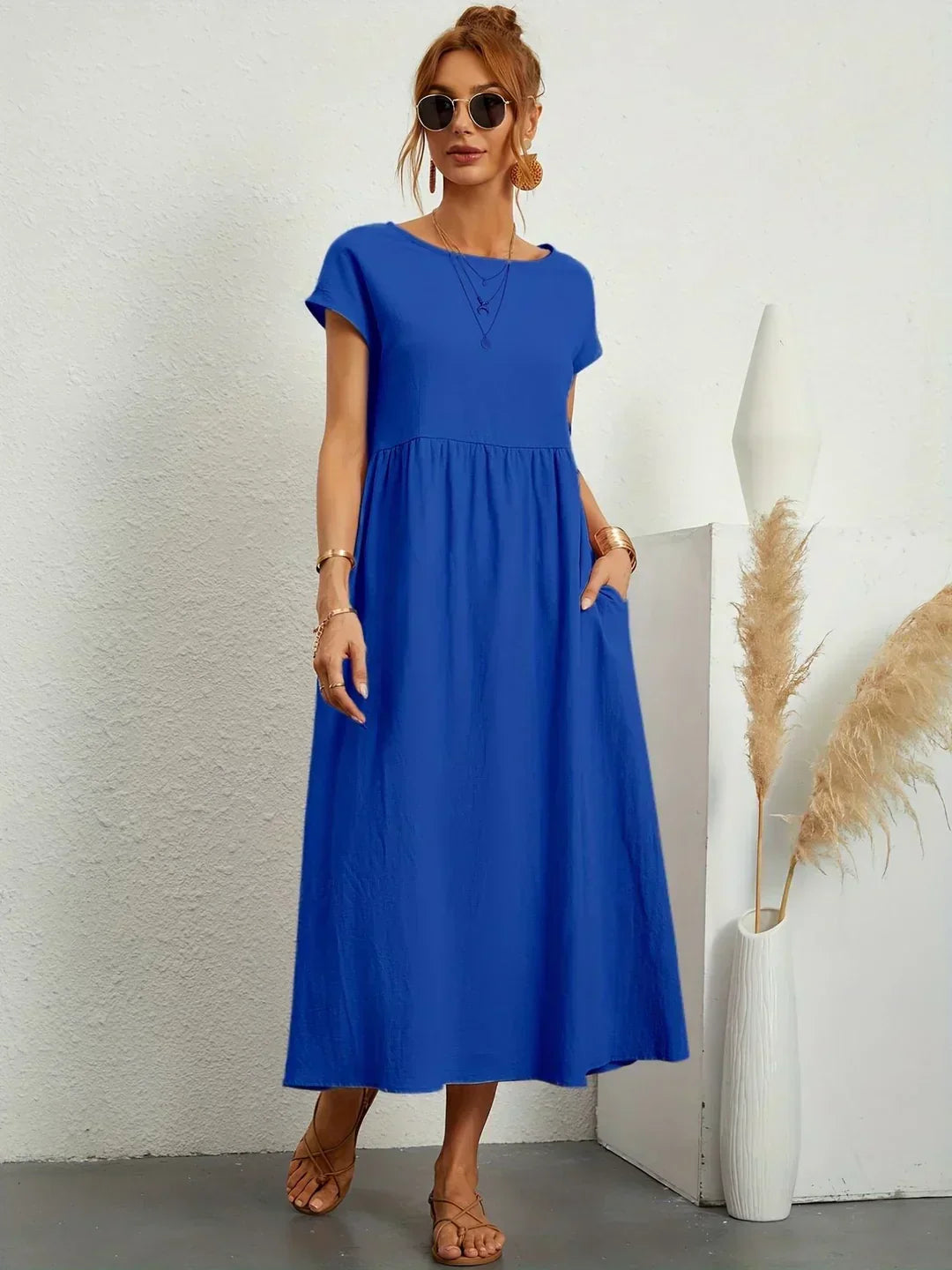 Adelaide | Short Sleeve A Line Maxi Dress