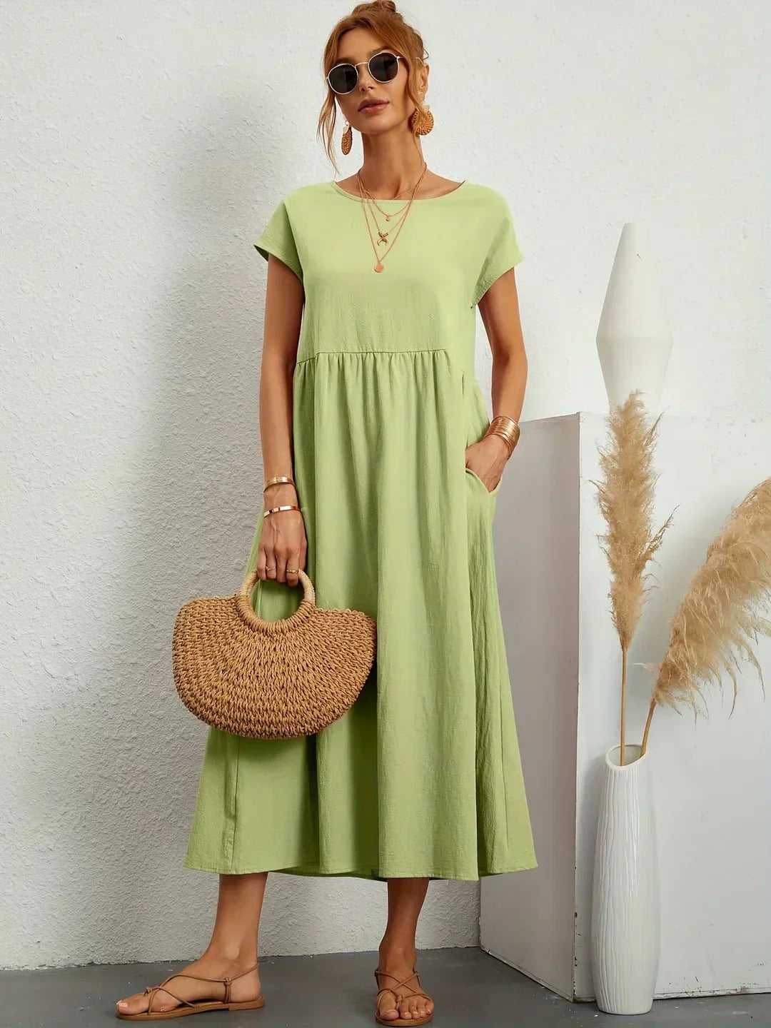 Adelaide | Short Sleeve A Line Maxi Dress