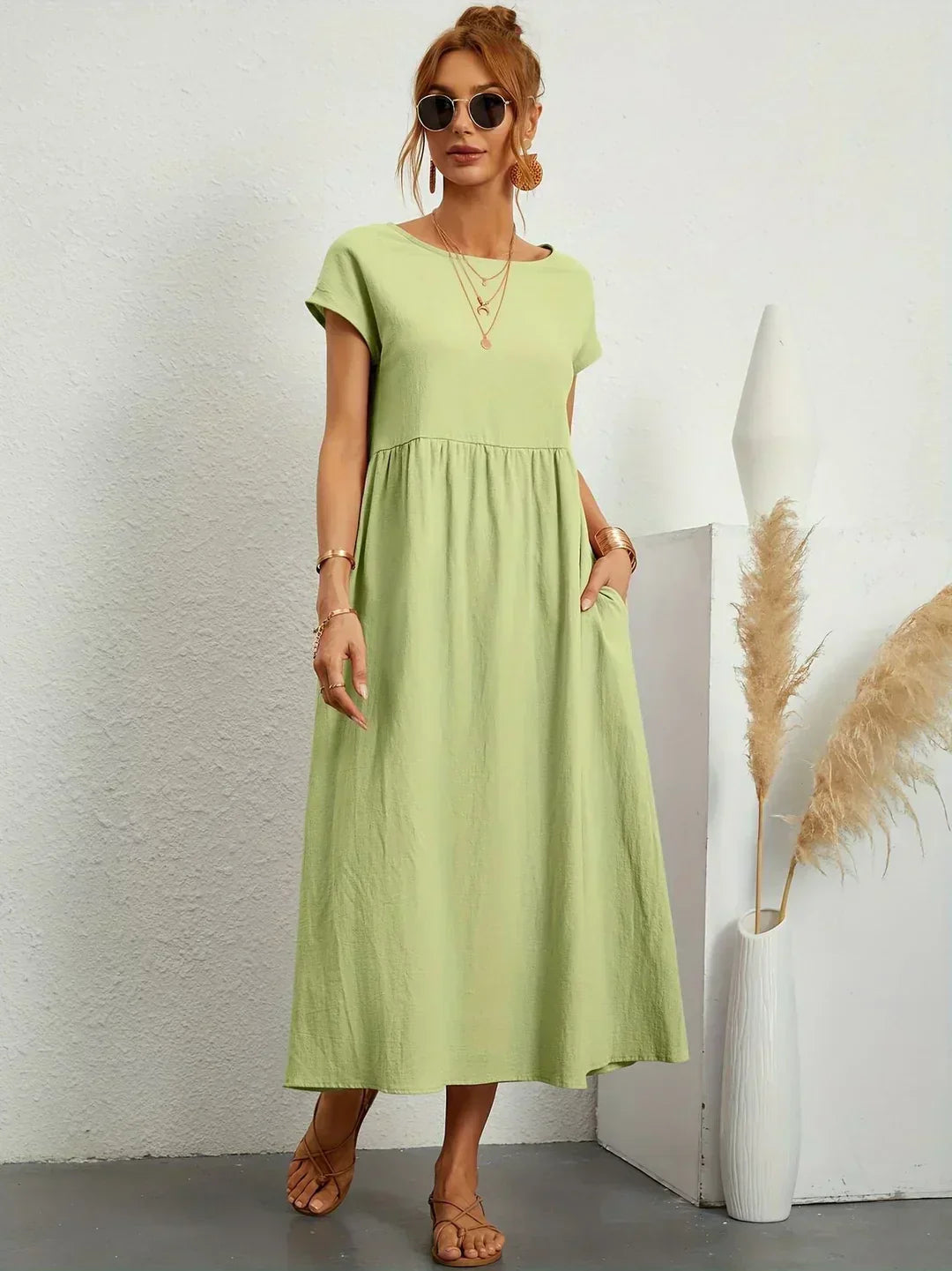 Adelaide | Short Sleeve A Line Maxi Dress