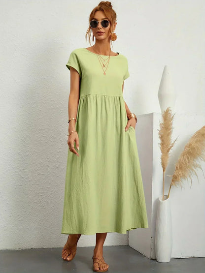 Adelaide | Short Sleeve A Line Maxi Dress