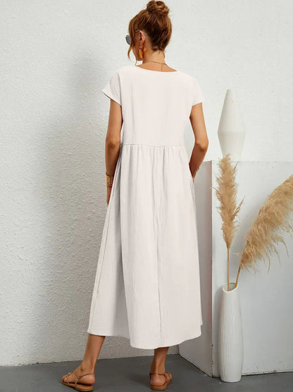 Adelaide | Short Sleeve A Line Maxi Dress