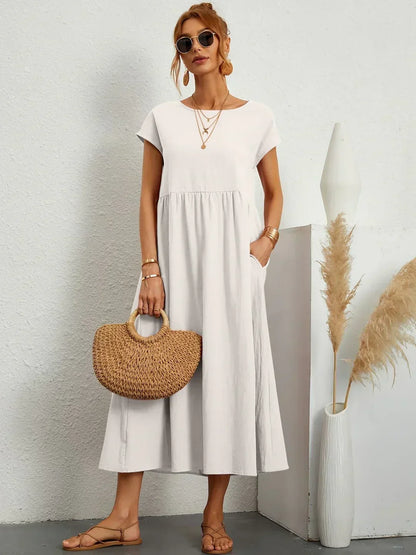 Adelaide | Short Sleeve A Line Maxi Dress