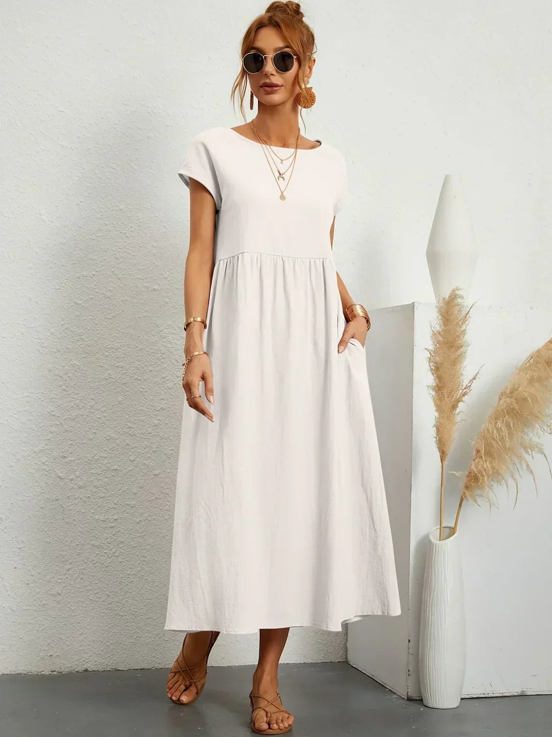 Adelaide | Short Sleeve A Line Maxi Dress