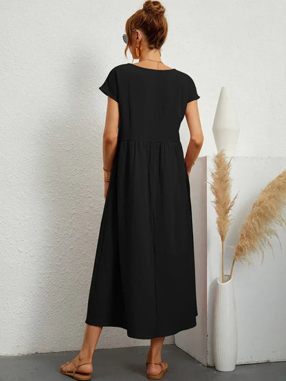 Adelaide | Short Sleeve A Line Maxi Dress