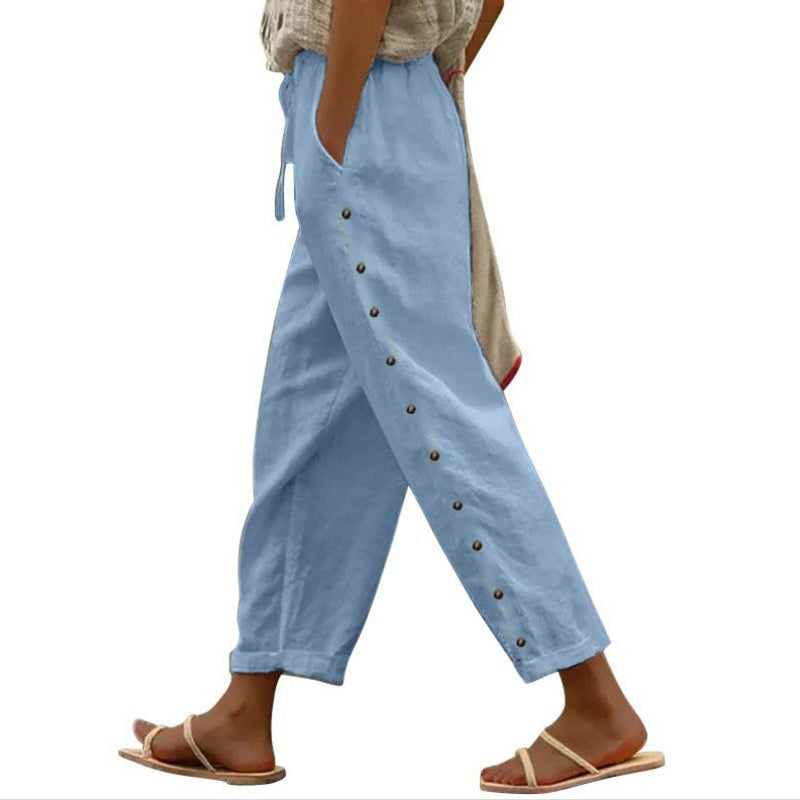 Norabel | Side Button Relaxed Trousers