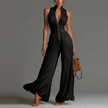 Velmira | Floral Halter Wide Leg Jumpsuit
