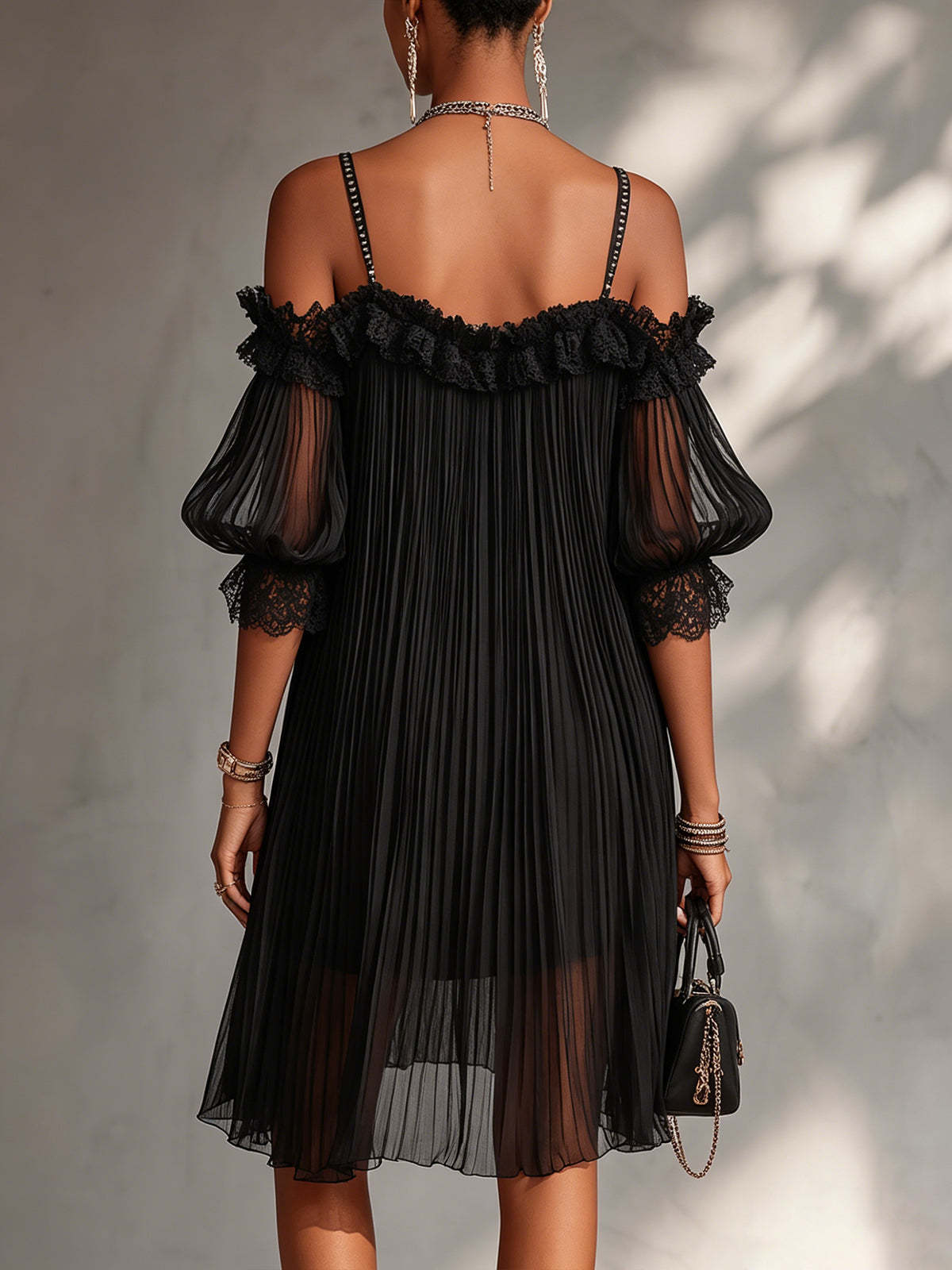 Ottilie | Sheer Sleeve Pleated Party Dress