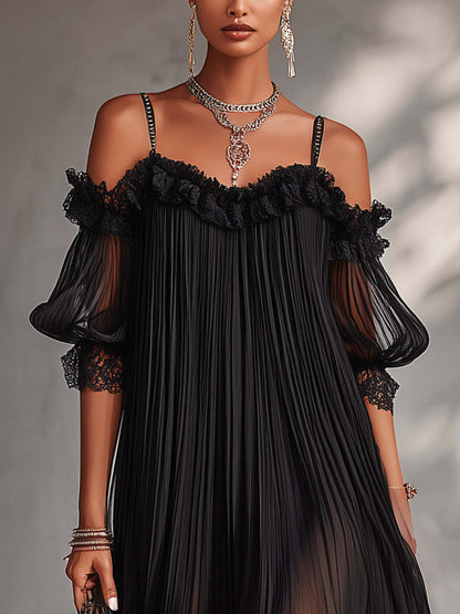 Ottilie | Sheer Sleeve Pleated Party Dress