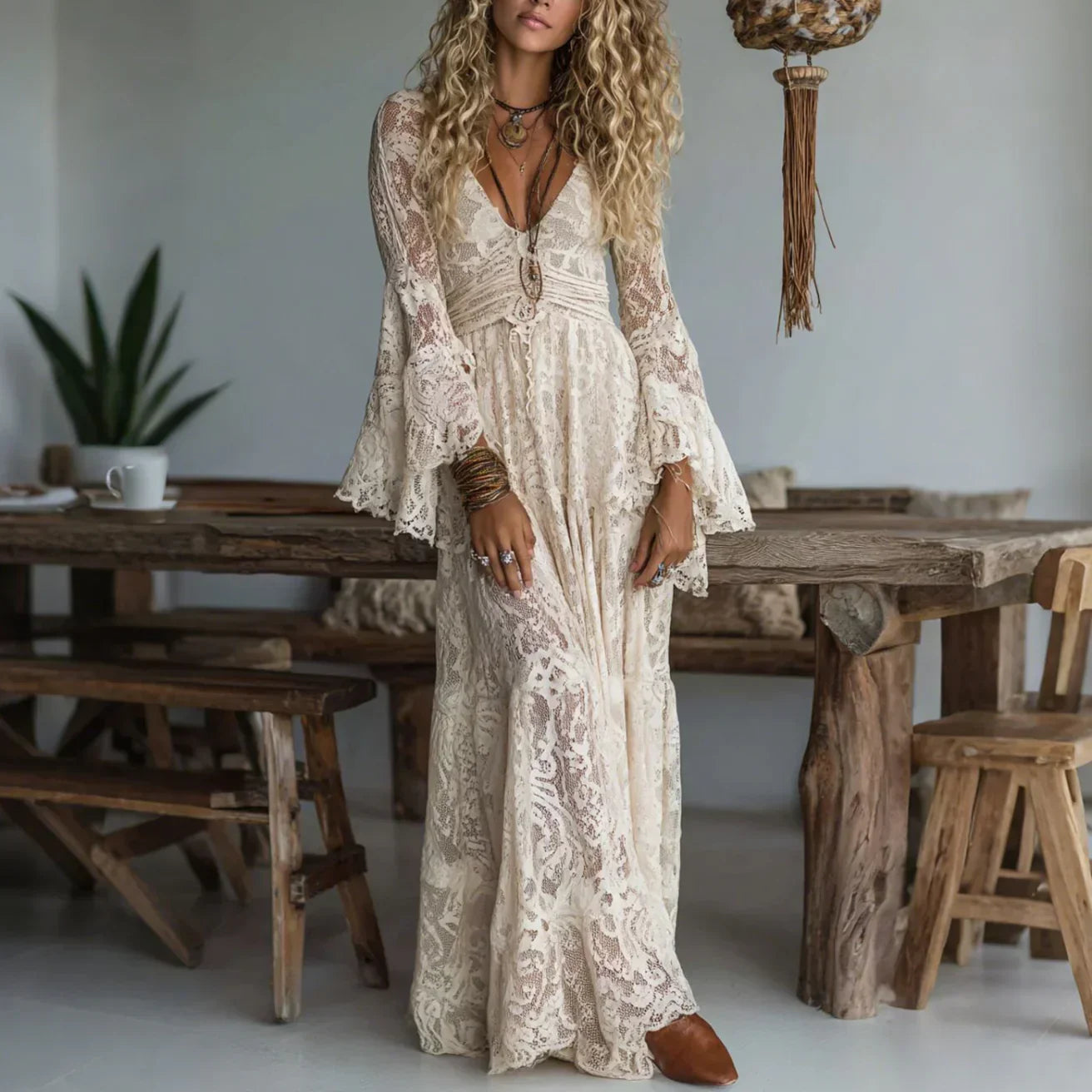 Willow | Romantic Crochet Maxi Dress