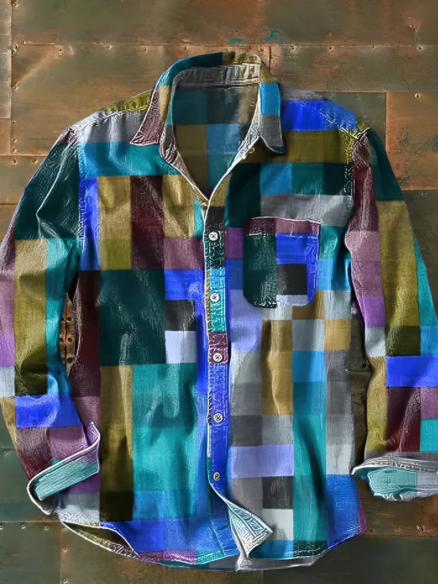 Corvellan | Multicolor Patchwork Button Shirt