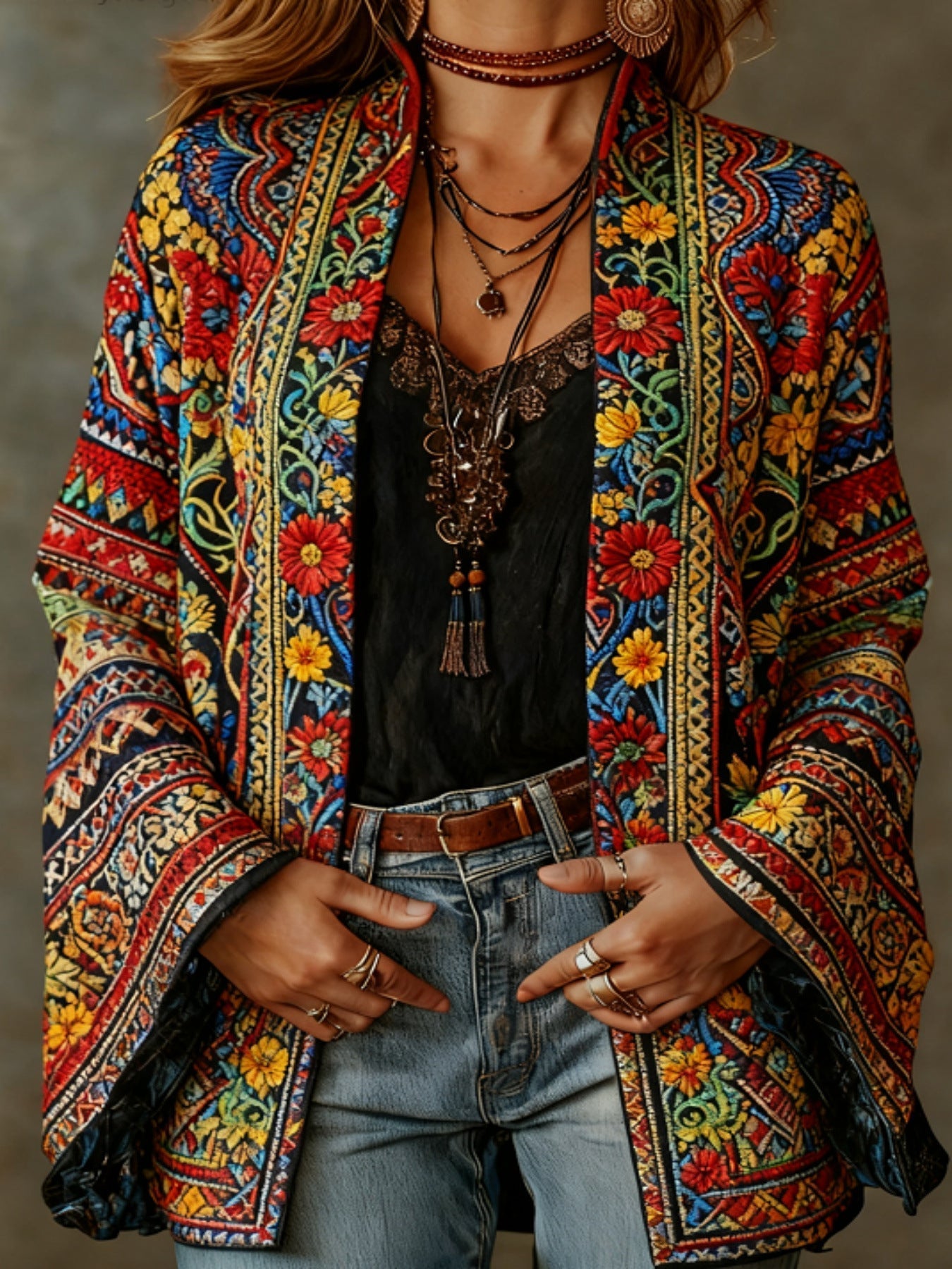 Lysandrae | Boho Pattern Longline Cardigan