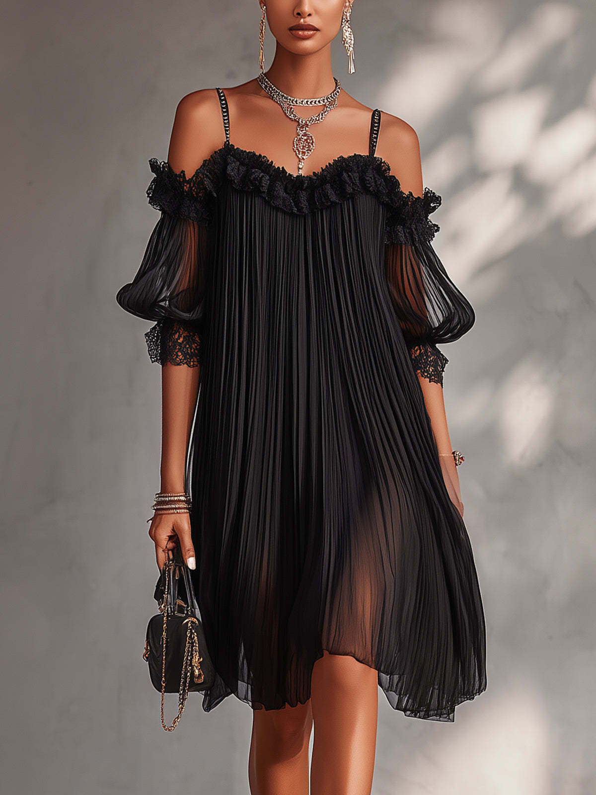Ottilie | Sheer Sleeve Pleated Party Dress