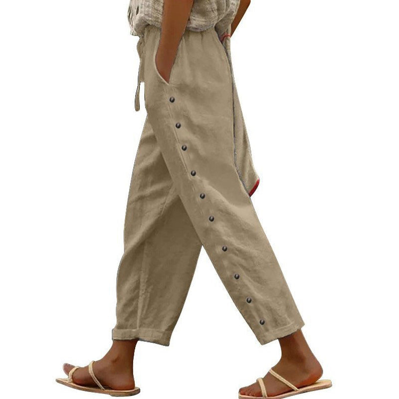Norabel | Side Button Relaxed Trousers