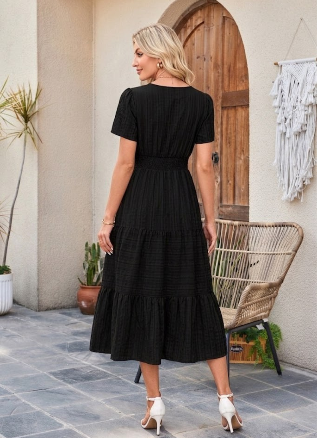 Gisella | Textured Tiered Pocket Midi Dress