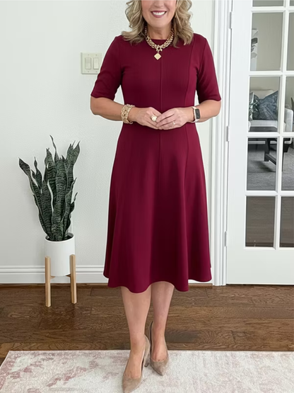 Mabel | Round Neck Flared Midi Dress