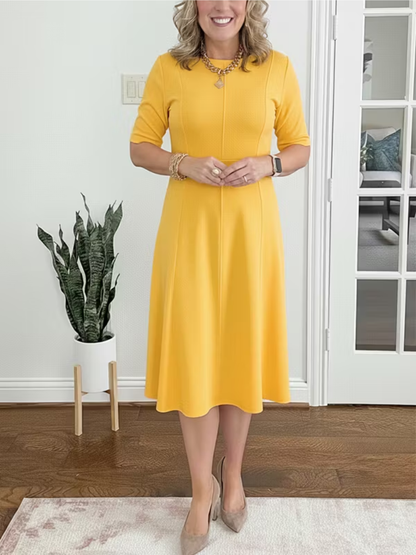 Mabel | Round Neck Flared Midi Dress