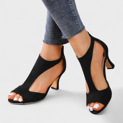 Sophie | Nude Ankle Strap Block Heel Pumps