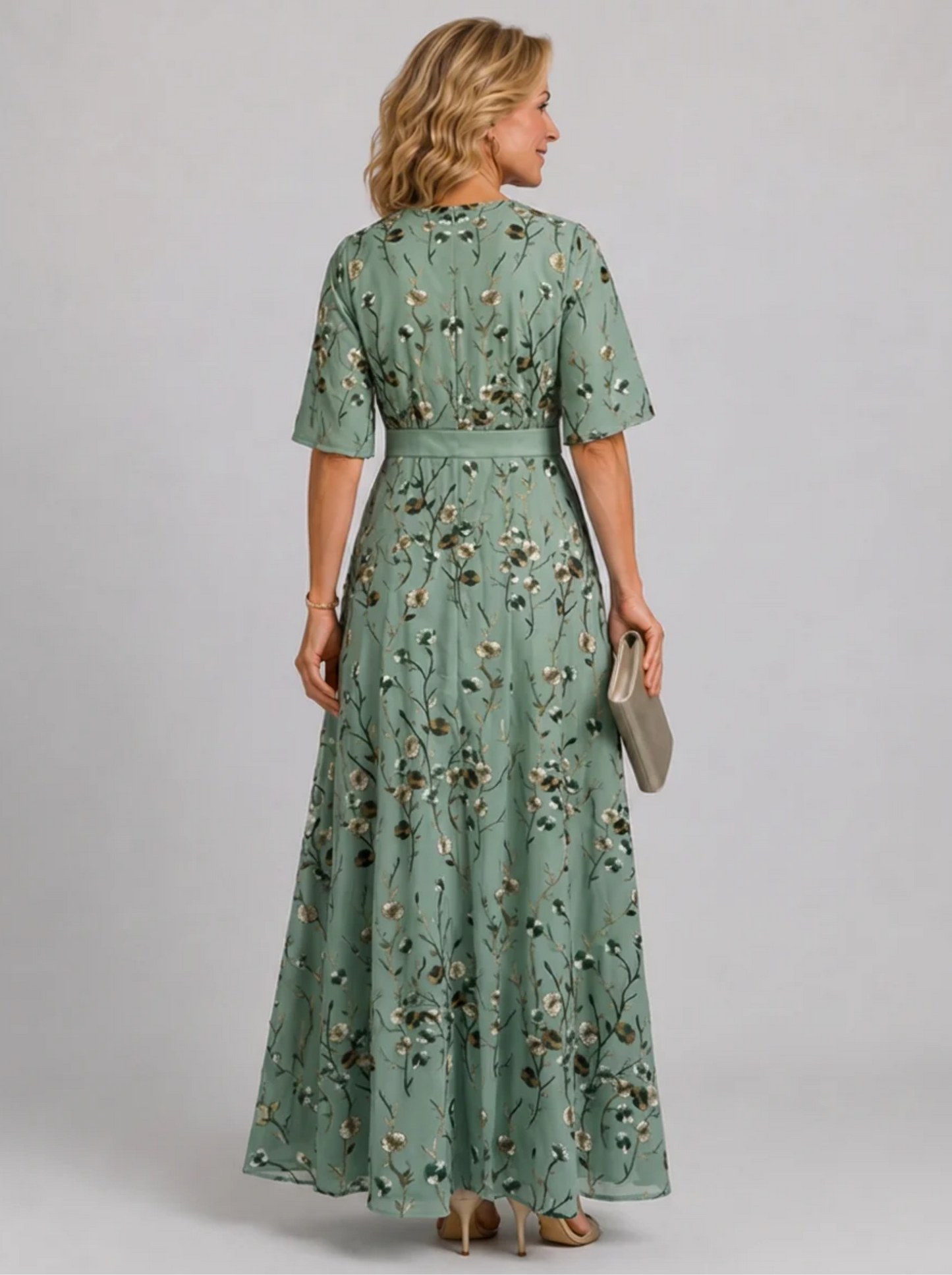 Veradelle | Flowing Floral Short Sleeve Maxi Dress