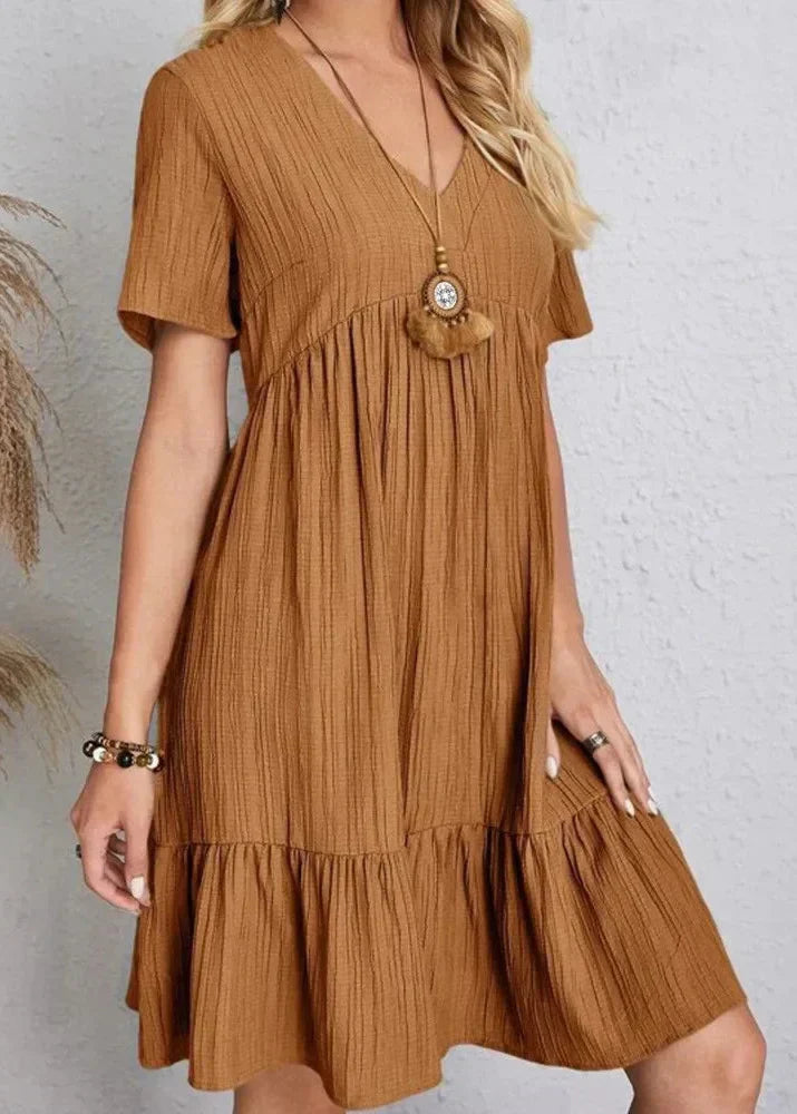 Ismerie | Soft Textured Ruffle Hem Dress