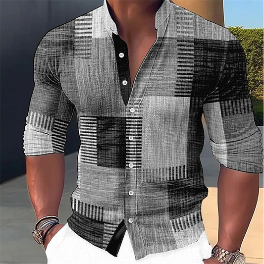 Marcus | Modern Check Print Henley Shirt