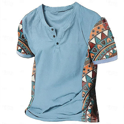 Benedict | Tribal Pattern Contrast Sleeve T Shirt