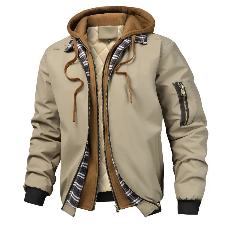 Digby | Plaid Trim Hooded Bomber Jacket