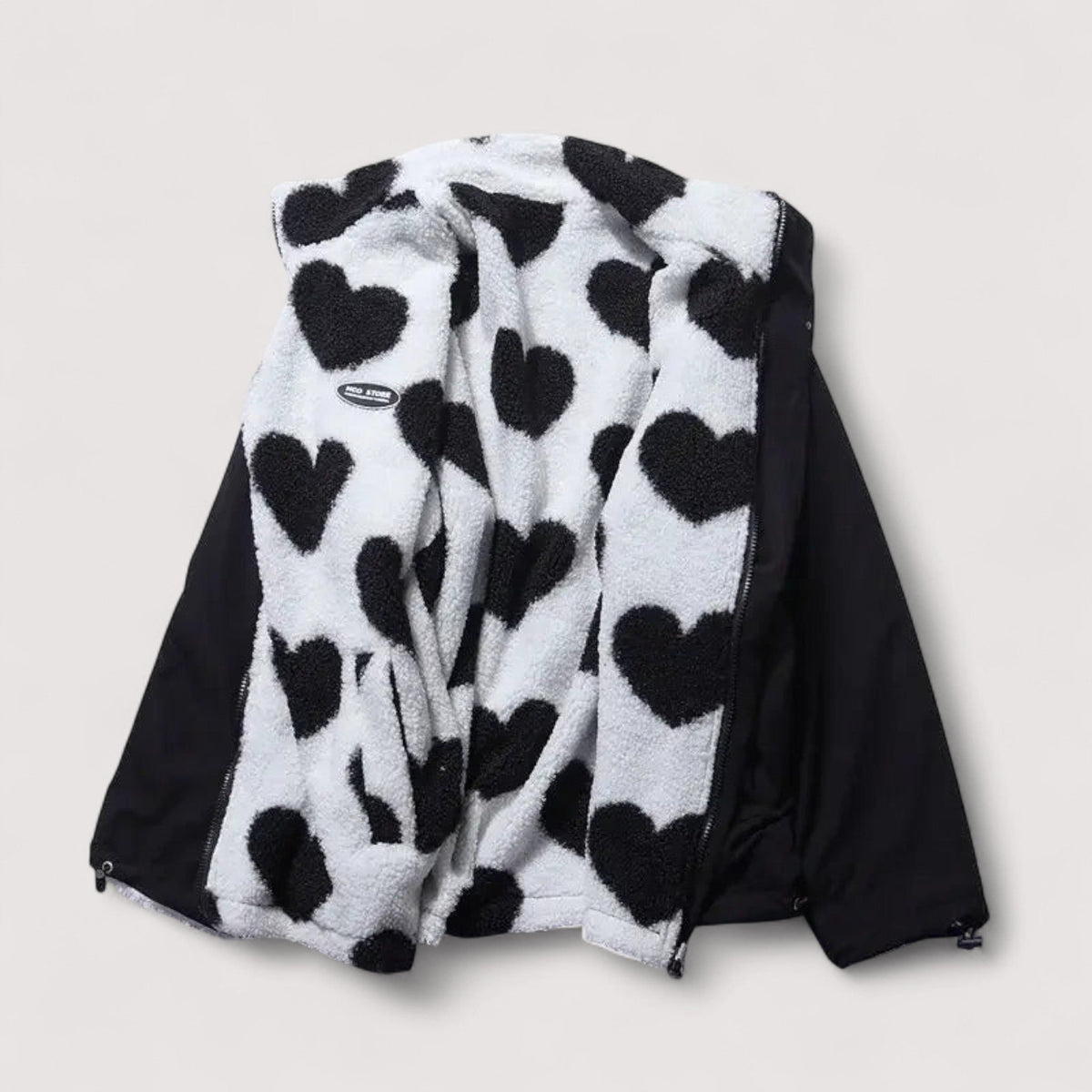 Linetta | Reversible Heart Sherpa Jacket