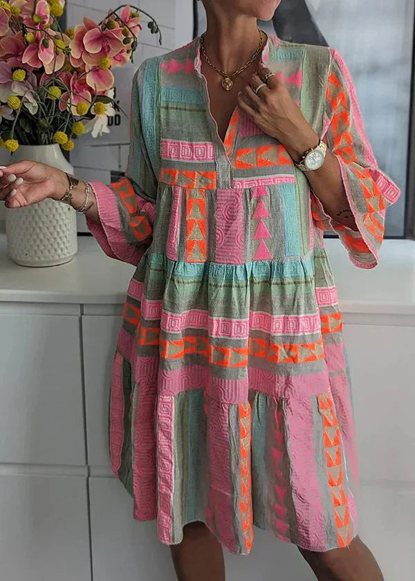 Maribelle | Abstract Print Ruffle Dress