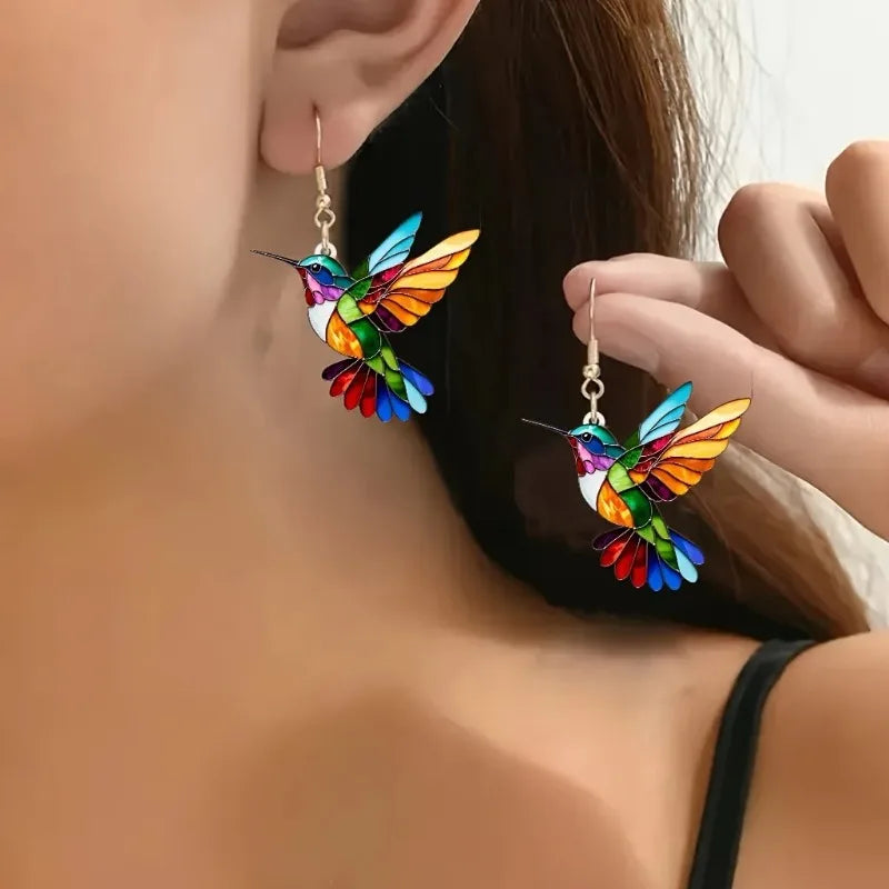 Aurelisse | Multicolor Hummingbird Statement Earrings